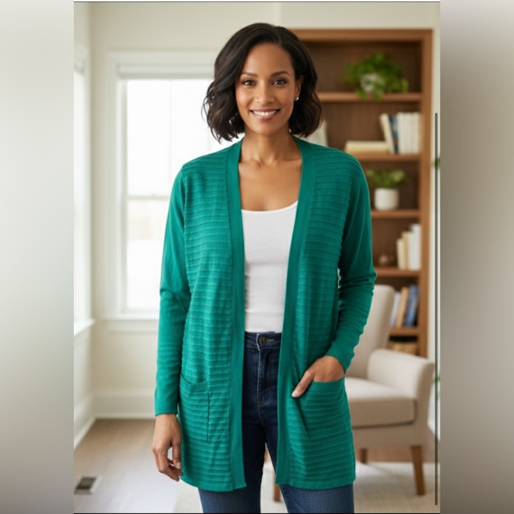 CJ Banks Green Cardigan 2x